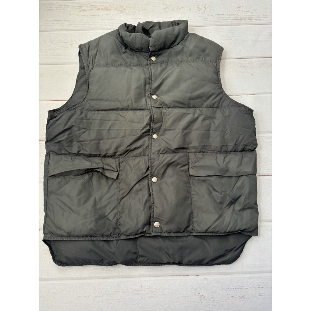Vintage WOOLRICH Men's Puffer Windbreaker Snap Down Gray Vest Large 80s‎ 90s USA